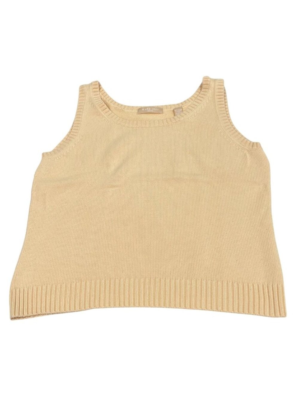Vintage 90s Kate Hill Knit Tank Top PL Yellow Minimalist Layers Y2K Grannycore
